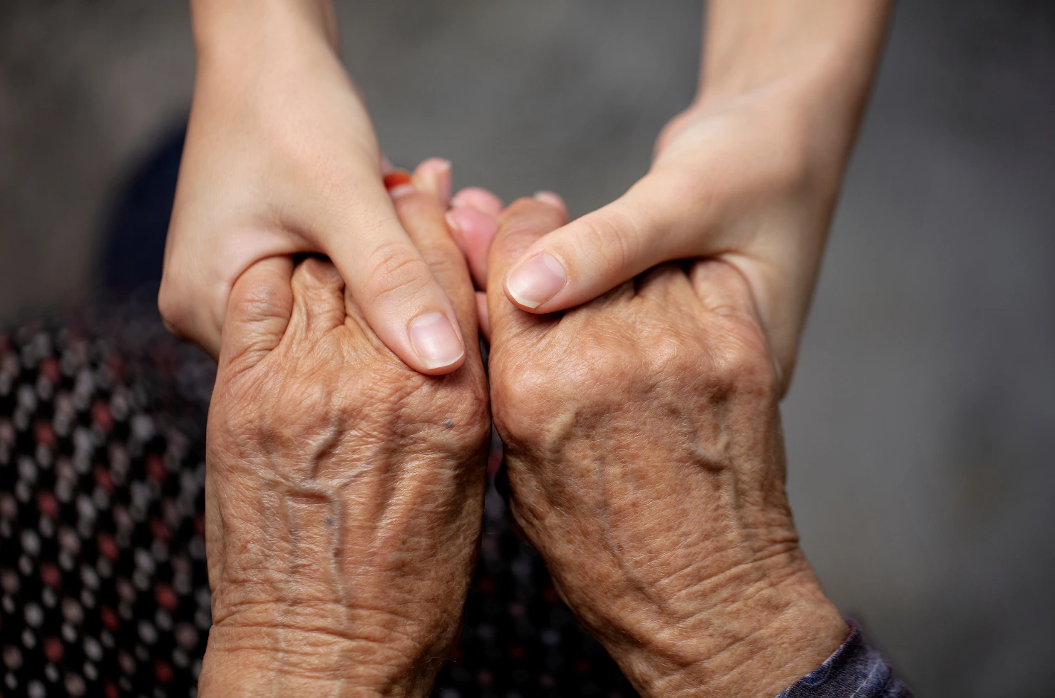 Lexicare Ohio Passionate Young caregiver holding senior elder's hands